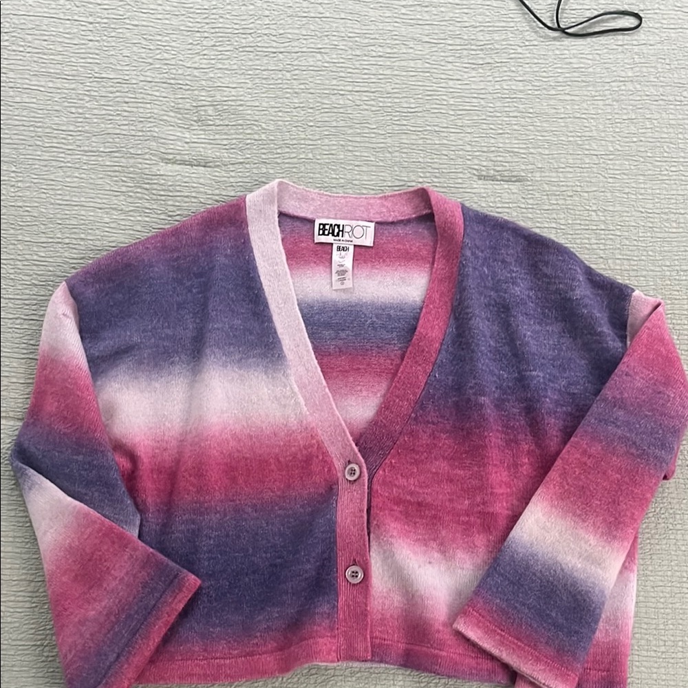 Beach Riot Pink and Purple Cardigan Sweater V-Neck Knit
